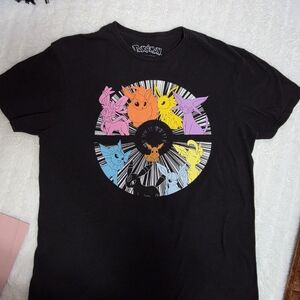 Hybrid Apparel Black Pokémon Eevee Evolutions Graphic Tee with Multicolor Prints